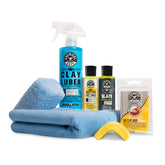 Chemical Guys kit box front view showing included clay system and benefits