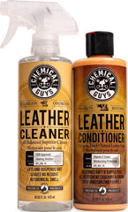 Chemical Guys frente del kit con dos botellas para limpieza y acondicionamiento