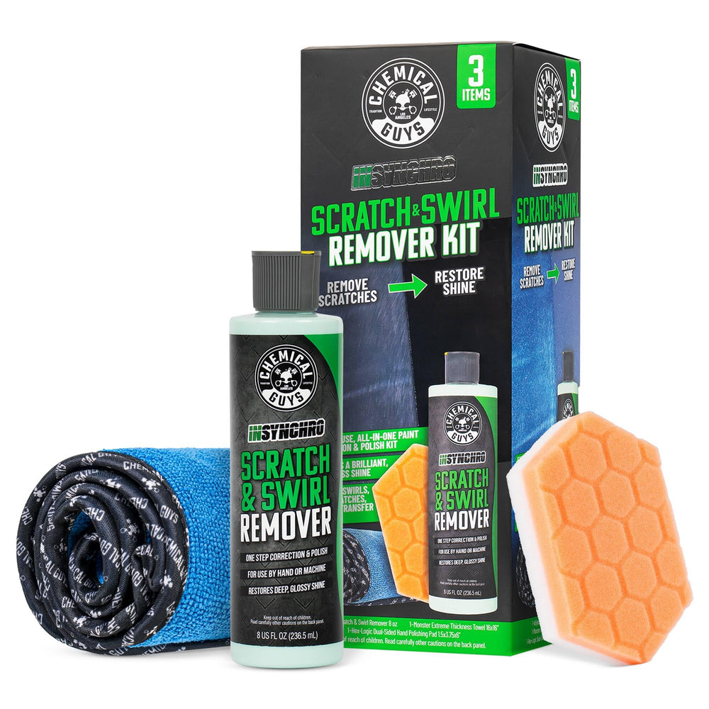 Chemical Guys frente del empaque del kit mostrando componentes y beneficios