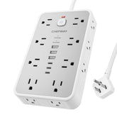 chiefway frontal del producto mostrando 16 enchufes y puerto USB, organización eficiente