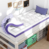 ChiXpace front view of Twin XL topper showing packaging and benefit of instant comfort