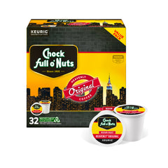 Chock Full o' Nuts empaque frontal de 32 cápsulas, conveniencia y frescura