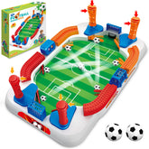 choopheme front view of mini foosball table showing full playing field and goal, encourages active play