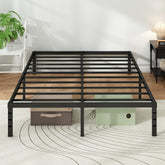Chroark front view of full-size metal bed frame showing sturdy support and space
