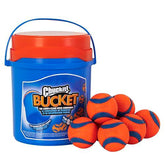 Chuckit! front view of 8-pack and bucket showing organized travel convenience