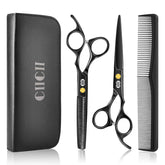 CIICII tijeras de corte 6.7" vista frontal con acabado negro, precisión profesional