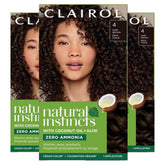 Clairol pack delantero mostrando envase y color oscuro con acabado brillante