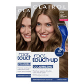 Clairol kit frontal mostrando pack de 2 y beneficio de retoque rápido