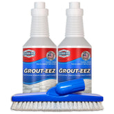 Clean-eez front packaging with brush showing easy grout cleaning