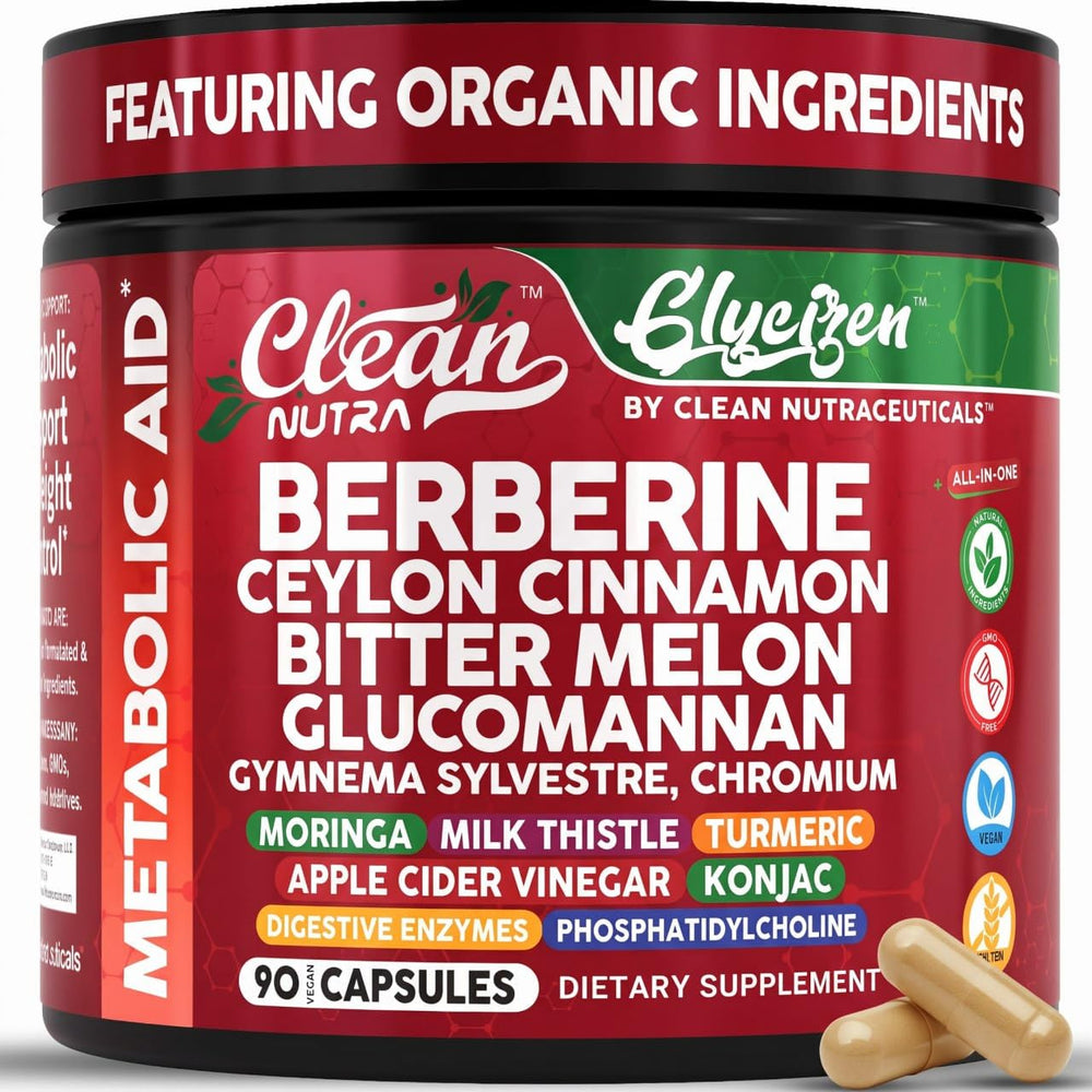 Clean Nutraceuticals frasco frontal mostrando etiqueta clara y beneficios