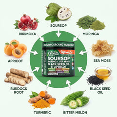 Clean Nutraceuticals ingredientes soursop y moringa reunidos, mezcla vegetal