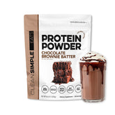 Clean Simple Eats frente del envase mostrando sabor Brownie Batter y atractivo visual
