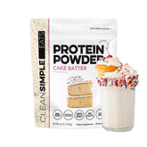 Clean Simple Eats empaque frontal Cake Batter mostrando porción y sabor