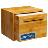 CLEAN SKIN CLUB bamboo container front view, stylish storage benefit