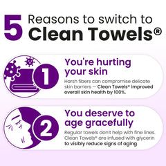 CLEAN SKIN CLUB toalla sobre rostro para comparación de tamaño, cobertura XL
