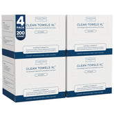 Clean Skin Club front packaging showing 4-pack and 200 towels benefit convenience