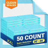 CLEAN SPACES front packaging showing pad count and size benefits