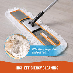 CLEANHOME mango telescópico ajustable mostrando extensión y confort