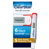 Clearblue empaque frontal mostrando el nombre y beneficios claros