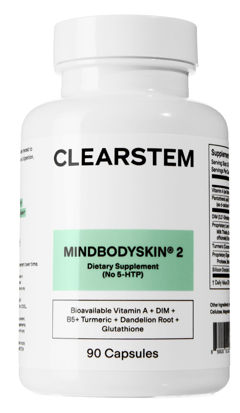 CLEARSTEM frasco delantero mostrando 90 cápsulas y descripción clara