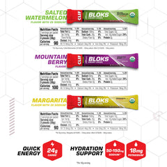 Clif Bloks cubos en mano para un rápido aporte de carbohidratos durante ejercicio