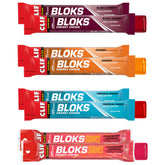 Clif Bloks frente del empaque mostrando variedad y facilidad de transporte