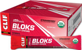 CLIF Bar front pack of BLOKS Strawberry showing branding and count