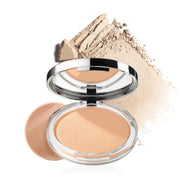 Clinique polvo compacto frontal muestra diseño práctico y control de brillo