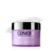 Clinique jar front view showing clean packaging and balm benefit