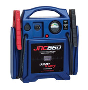 Clore Automotive JNC660 frontal mostrando diseño azul y asa resistente para transporte