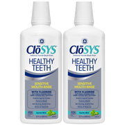 CloSYS botella frontal 32 oz mostrando diseño y ventaja de fortalecimiento