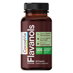 CocoaVia front bottle view showing supplement benefits and vegan label