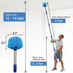 COCONUT extendable stainless pole fully extended for high-ceiling access