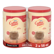 Coffee Mate envase frontal mostrando tamaño y diseño, ideal para suministros