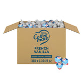 Coffee Mate front packaging showing 360-count French Vanilla tubs and clear branding benefit convenience