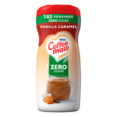 Coffee-mate front packaging showing vanilla caramel creamer, clear product identity and convenience