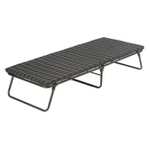 Coleman cot front view showing frame and mattress pad, comfortable elevated sleeping