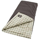 Coleman sleeping bag front view showing full 40x84 size and durable cotton shell, ideal for tall campers