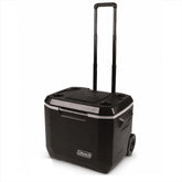 Coleman front view showing cooler capacity and durable construction benefit portability