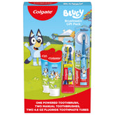 Colgate Bluey imagen del paquete frontal, atractivo que motiva el cepillado