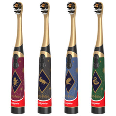 Colgate cepillo Harry Potter frontal pack mostrando los cuatro diseños y beneficio motivador