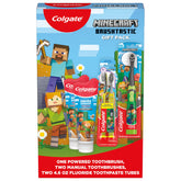 Colgate frente del paquete Minecraft mostrando contenido y atractivo lúdico