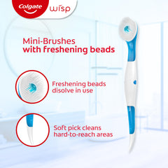 Colgate Wisp peppermint bead dissolving on brush tip showing quick mint release