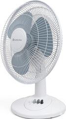 Comfort Zone frontal del ventilador 12" mostrando diseño y estabilidad