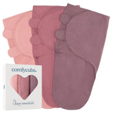Comfy Cubs front packaging showing three swaddles and gift-ready box, practical present