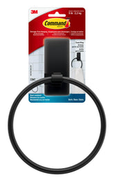 Command porta toallas frontal negro mate, aspecto elegante y ahorro de espacio