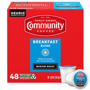 Community Coffee front packaging showing 48-count box and clear roast identification for convenience