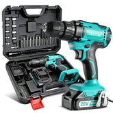 COMOWARE front packaging showing full cordless drill kit and benefits
