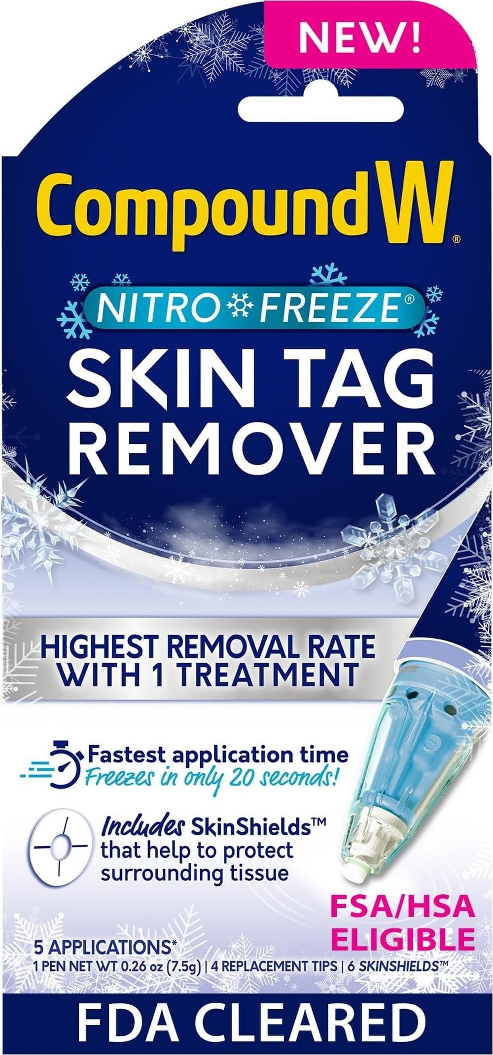 Compound W pluma NitroFreeze frontal mostrando diseño y facilidad de uso