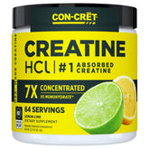 CON-CRĒT lata frontal mostrando 64 porciones y sabor Lemon Lime